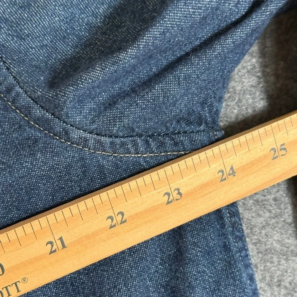 Banana Republic Mens L Standard Fit Denim Shirt Blue Cotton Hemp Long Sleeve